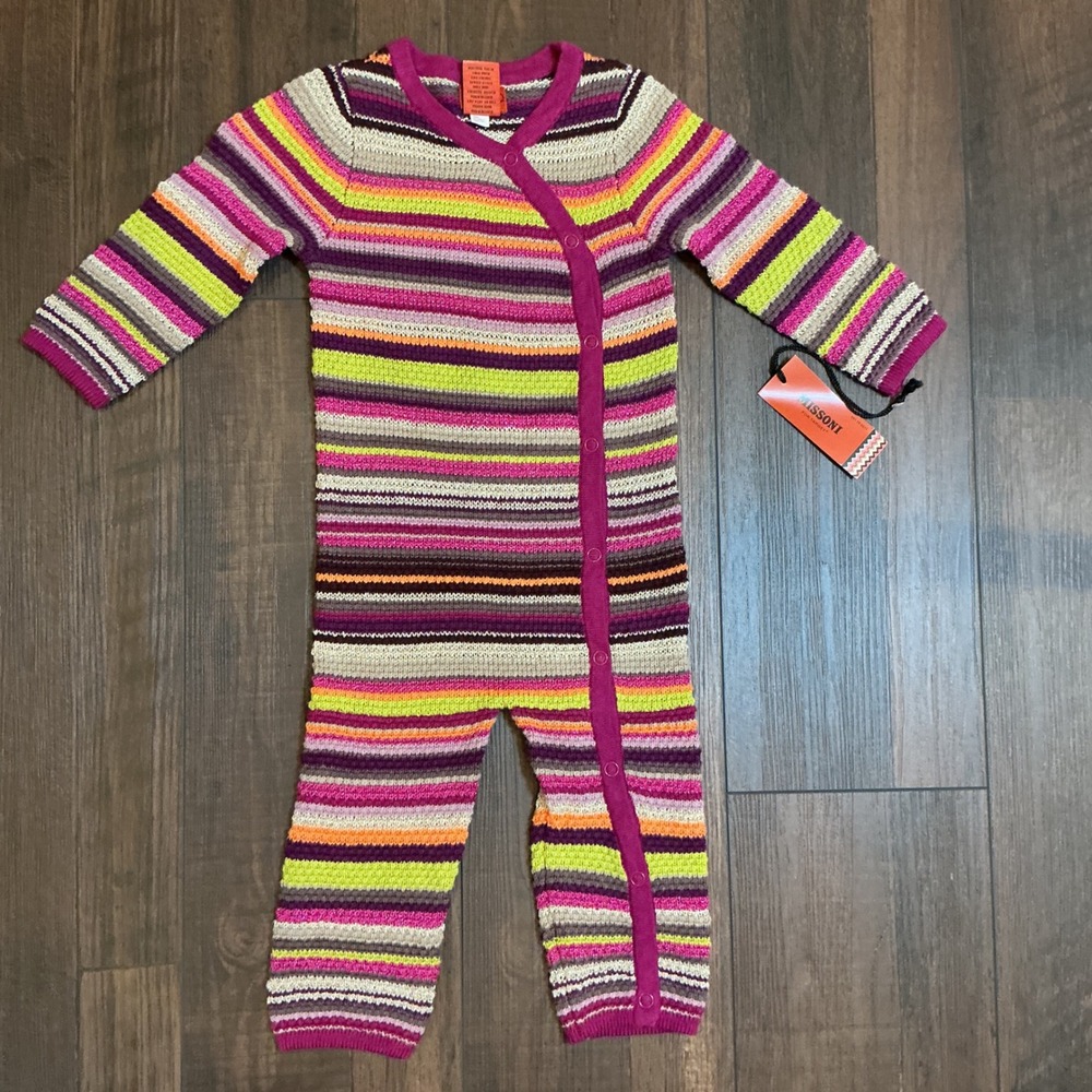 Missoni for Target Romper S 6-12M Multi-Color Striped Metallic Knit Jumpsuit NWT
